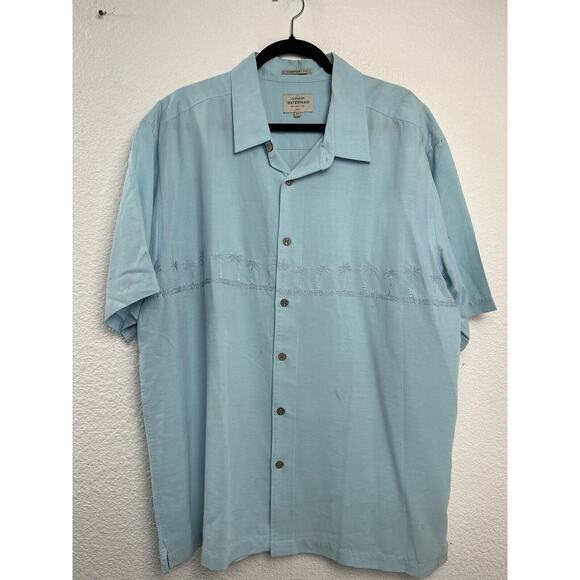 QuikSilver Waterman Collection Shirt Men's XL Blue Textured Button Up‎ Pocket - Picture 1 of 13